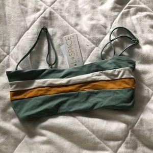 L Space Rebel Stripe Top Teal/Orange/White